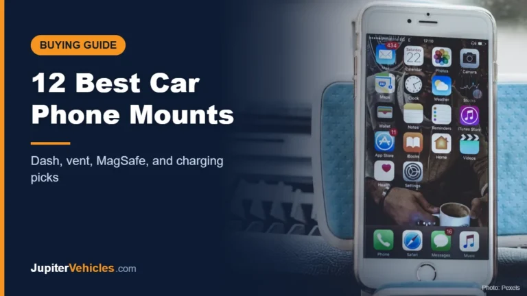 Smartphone mounted on a car dashboard, cover for best car phone mounts guide