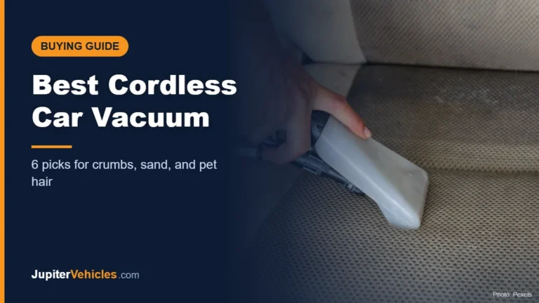 Vacuum nozzle cleaning a fabric car seat, cover for best cordless car vacuum guide