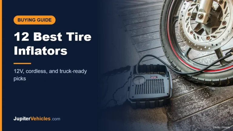 Tire being inflated with a portable tire inflator, cover for best tire inflator guide
