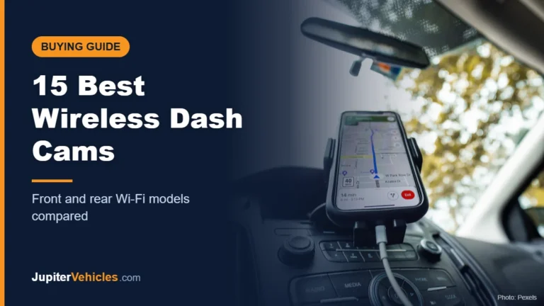 Smartphone mounted on a car dashboard, cover for best wireless dash cams guide