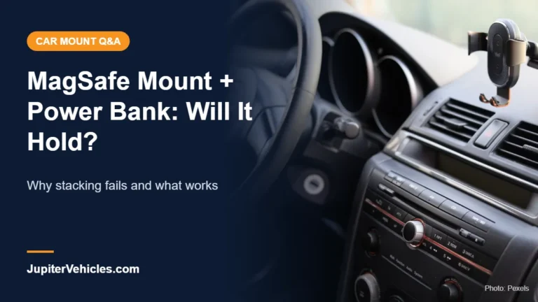 Phone holder mounted on a car dashboard