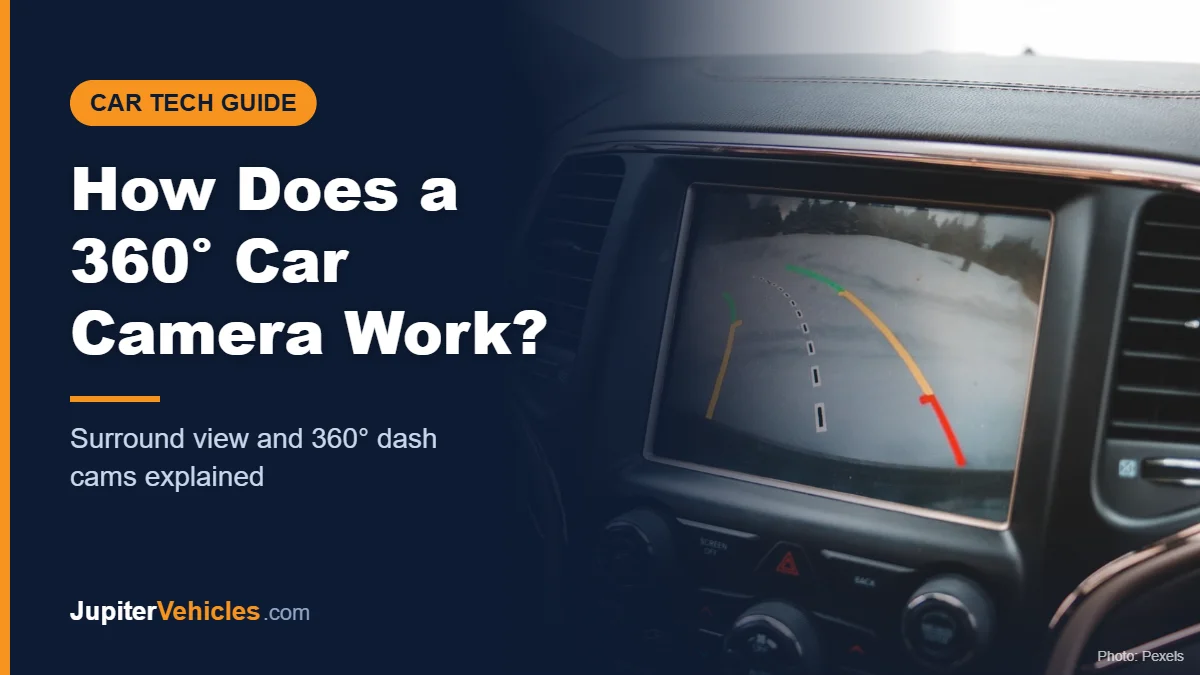 Car dashboard screen showing a rearview camera image