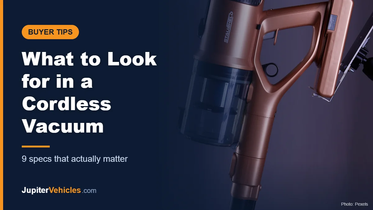Close-up of a modern cordless vacuum cleaner